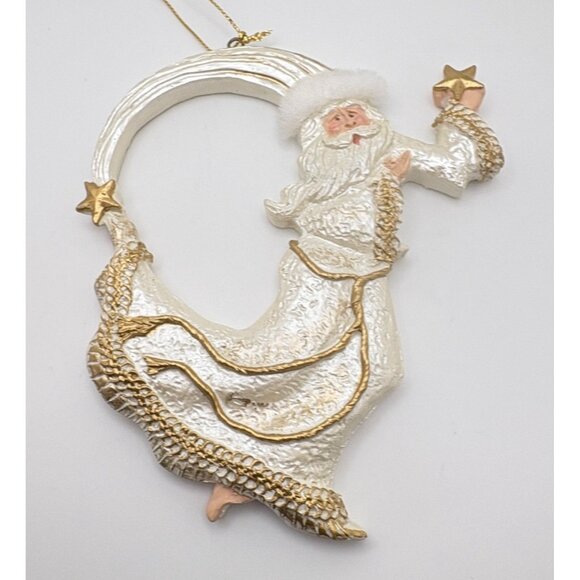 Old World Santa Claus Christmas Tree Ornament Holding Star Wizard Style - Picture 5 of 6